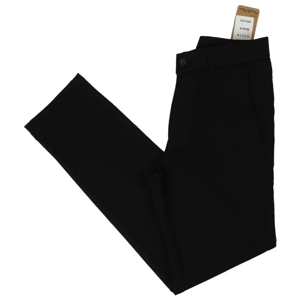 Plaid & Plain Mens Slim Fit Black Dress Pants 29W X 30L Career Work Wedding Date